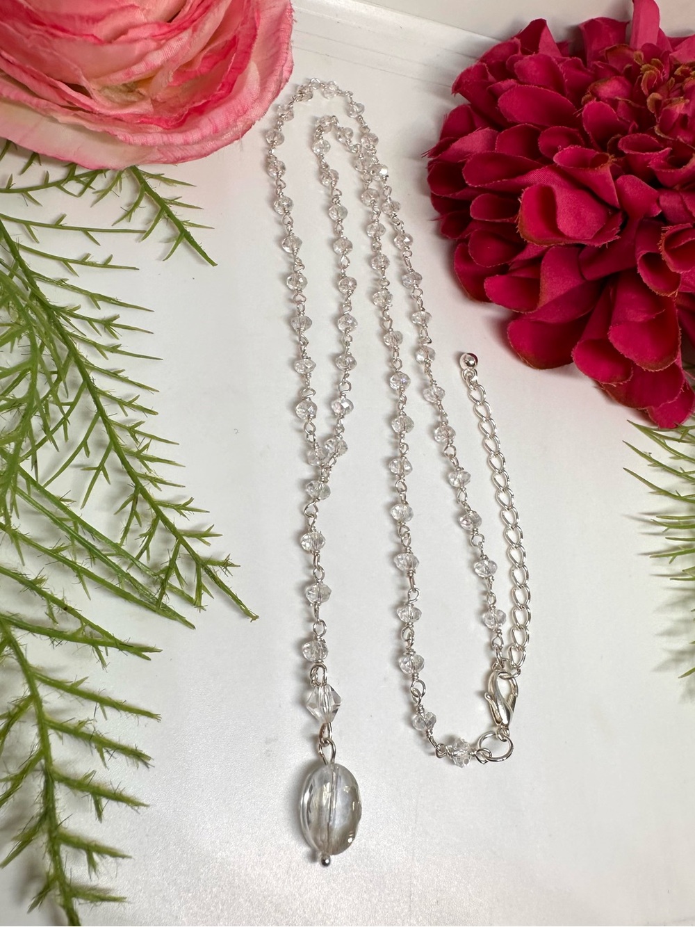 NEW ⚜️ Handmade Crystal Lariat Beaded Necklace